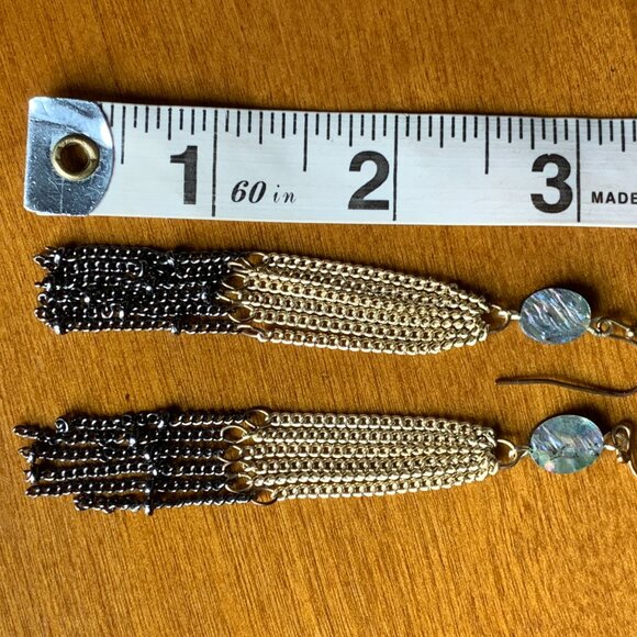 Earrings: Long Multichain and Abalone Shell - Picture 5 of 5